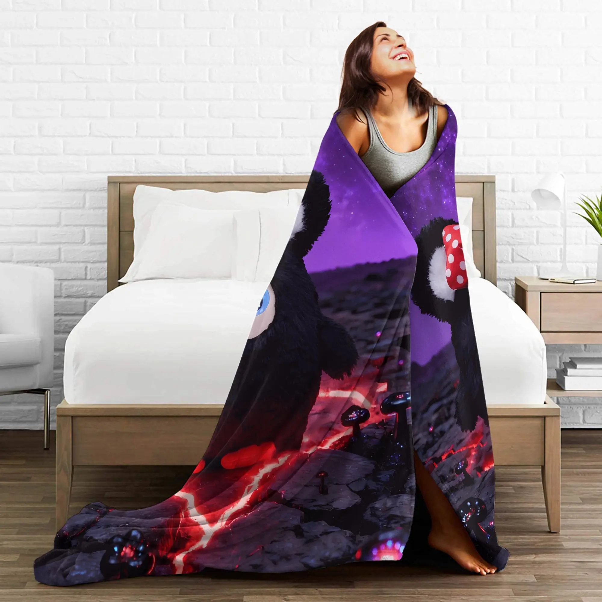 LEDODO بطانية قطيفة الطلاب لطيف AI لعبة الفانيلا رمي بطانية لغرفة المعيشة لينة الدافئة تصميم جودة المفرش هدية