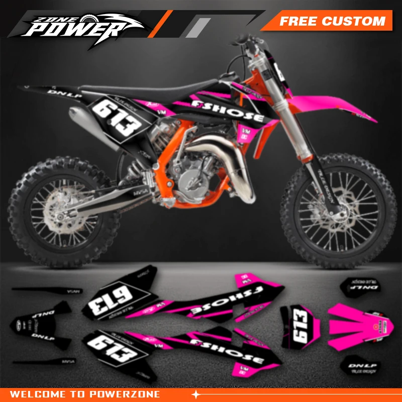 Powerzone Custom Team Decals Stickers Kits for KTM SX65 SXF 65 2016 2017 2018 2019 2020 2021 2022 2023 Customized Number 18