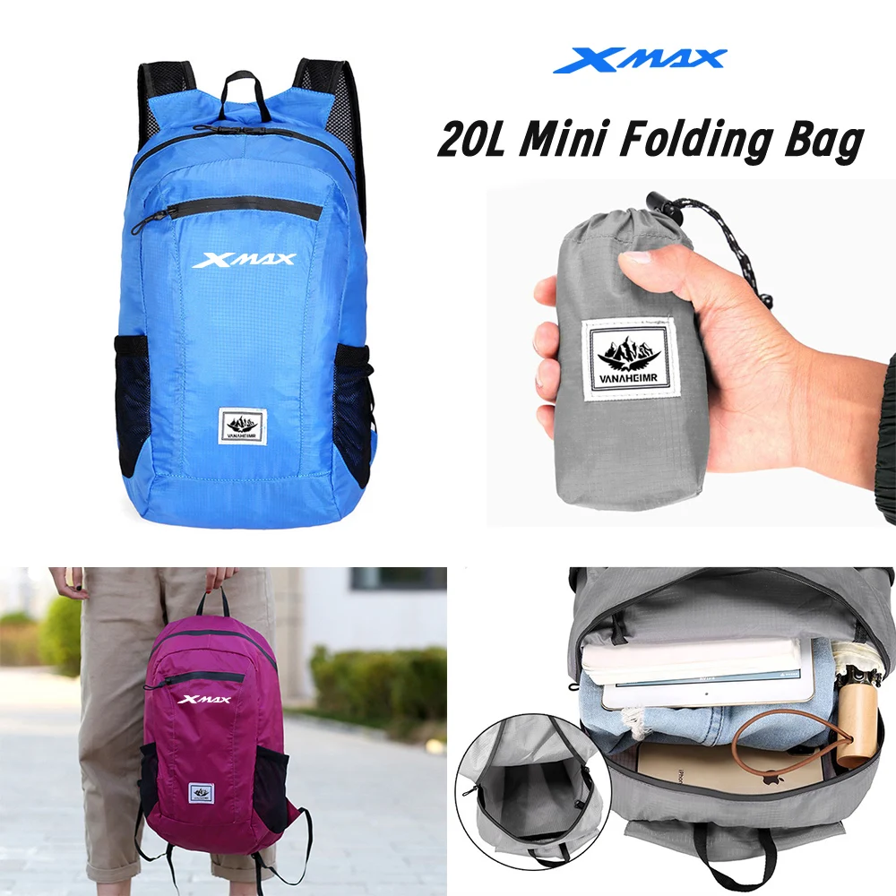 

For Yamaha Xmax300 Xmax 250 XMAX 300 250 400 125 Motorcycle waterproof holdall Small Foldable Backpack Storage bag Accessories