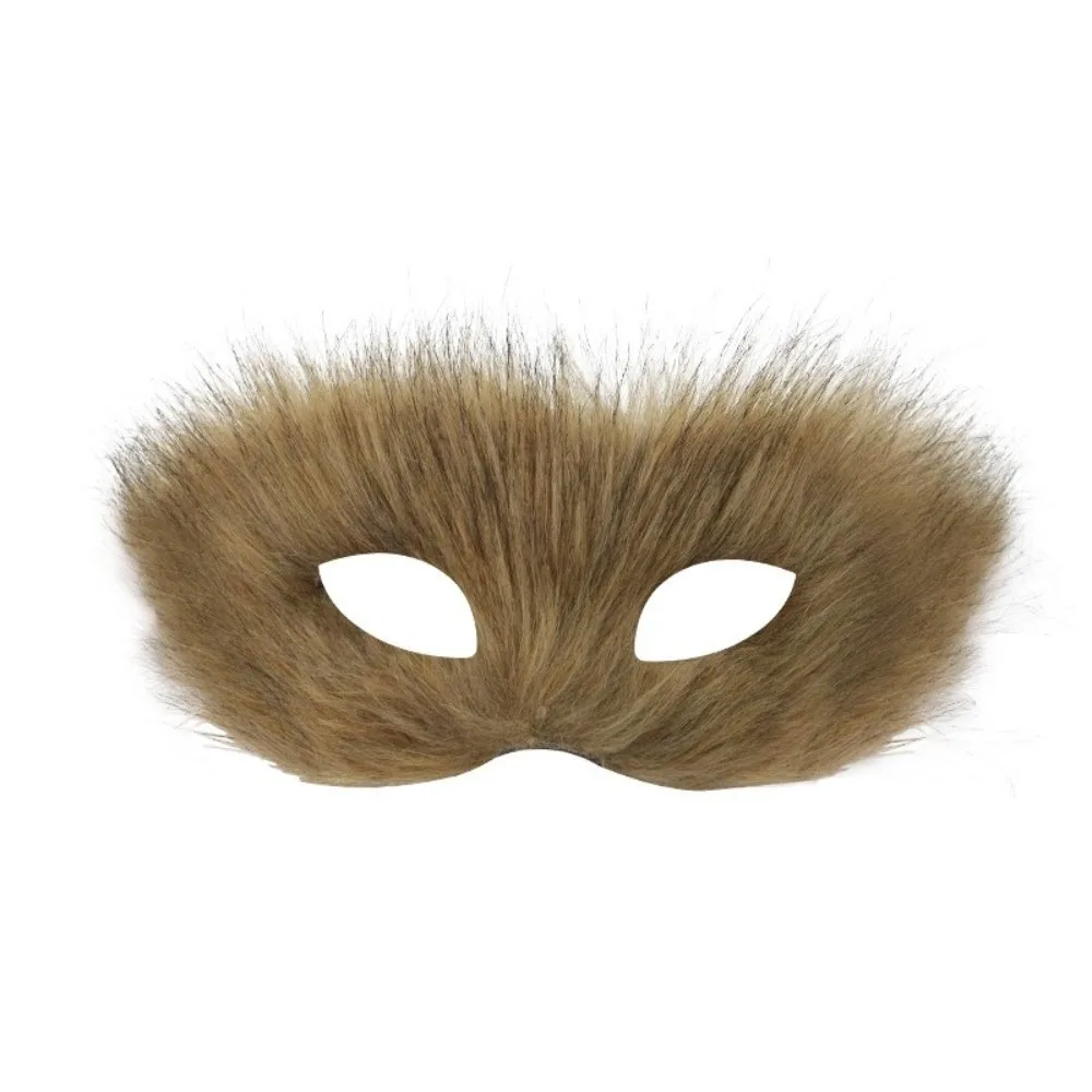 

Cartoon Plush Cat Mask Long Furry Halloween Decoration Half Face Mask Eye Mask Animal Halloween Plush Mask Festival Atmosphere