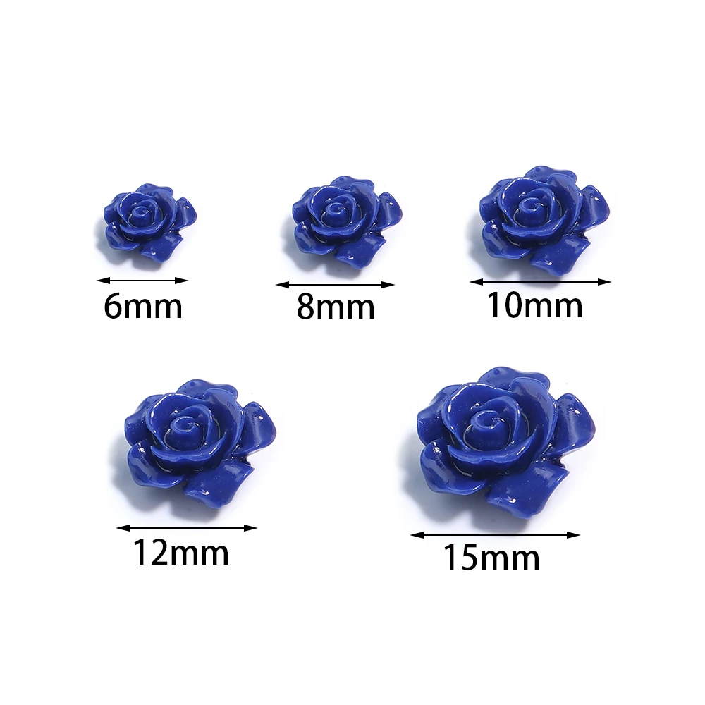 10Pcs/Lot Resin Beads 6 8 10 12 15mm Colorful Rose Shape Hole Size 1.5mm Beads For Charm Decoration Making Diy Crafts