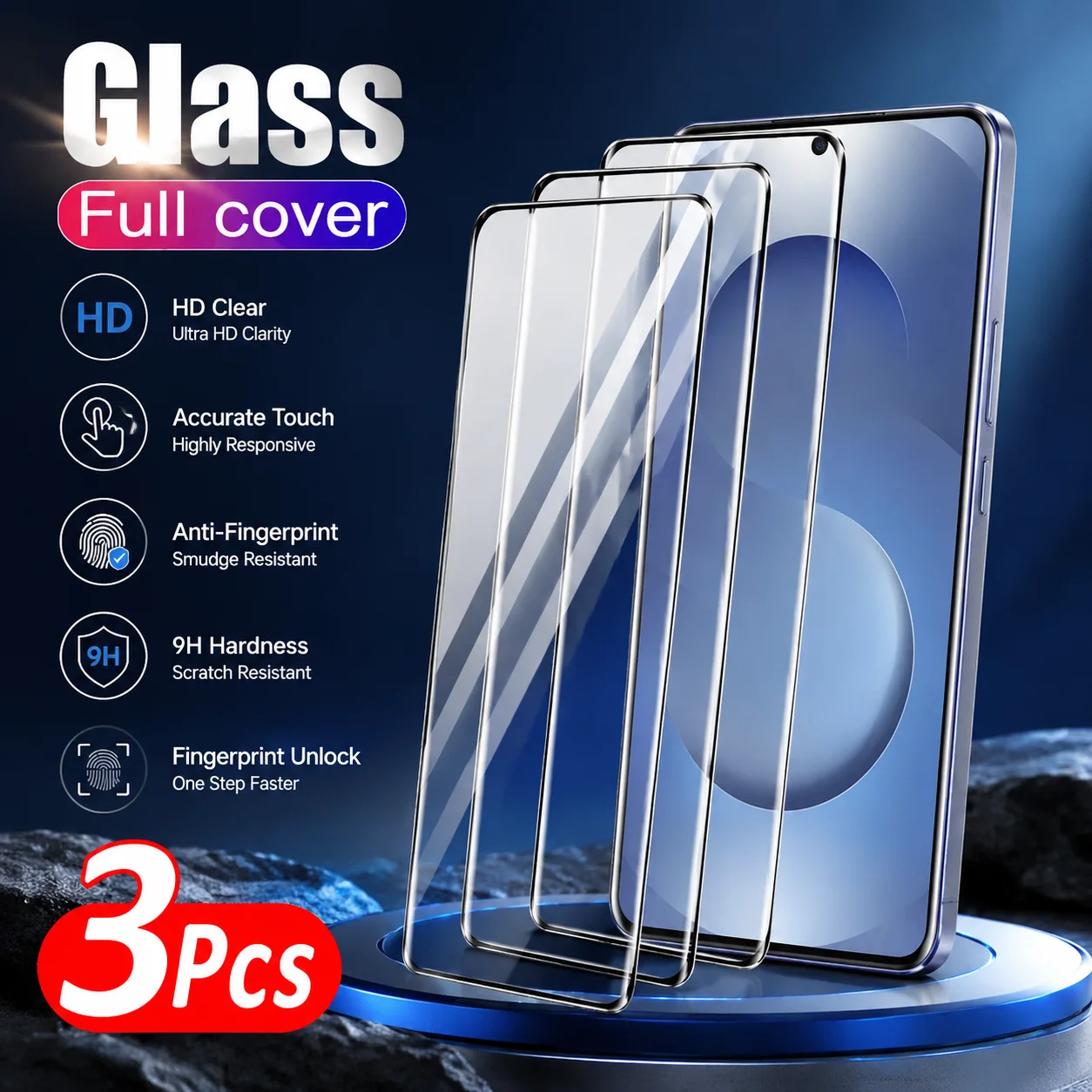 3Pcs High Definition Screen Protector for Samsung Galaxy S26 S23 S25 Ultra S24 S22 S21 S20 Plus S25 S24 FE Curved Tempered Glass