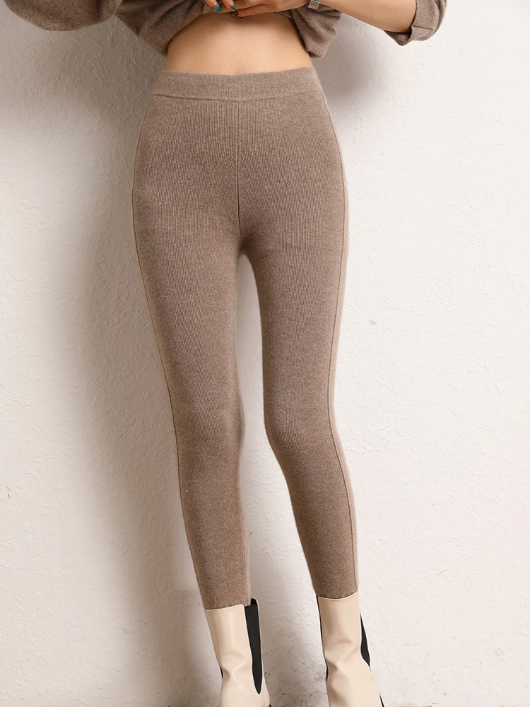 

Autumn Winter Tights Pants Women Thermal Leggings Cashmere Sweater Pencil Pants Thick Warm Clothes Stretchy Knit Pants Elastic