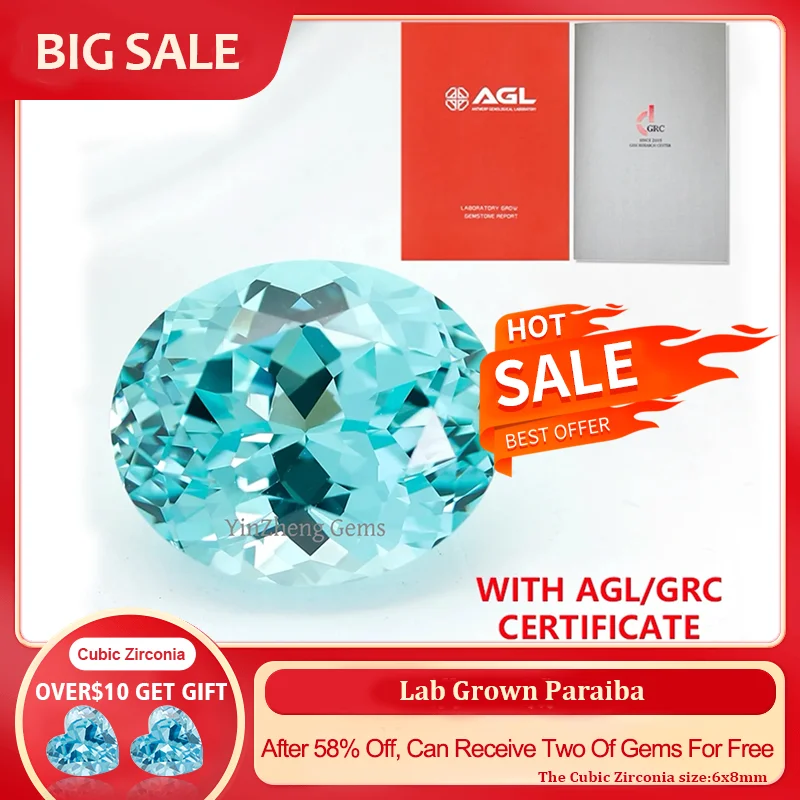 

YinZheng Czochralski Lab Grown Paraiba овальной формы Yag может быть предоставлена сертификат AGL Синтетическое культивирование Paraiba