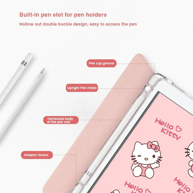 Imagem -03 - Ipad Olá Kitty com Pen Slot Tablet Case Ipad Pro 11 97 Air4 Mini 10th Generation 2024 Case do