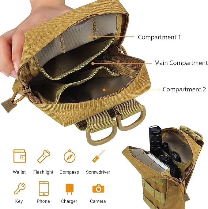 Upgraded Version Molle Pouches Tactical Water-Resistant EDC Waist Bag Pouch Bag 600D Utility Pack for Outdoor  Hunting  Camping