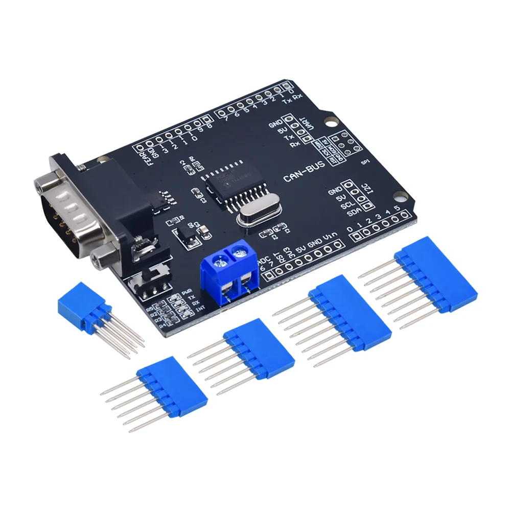 Imagem -02 - Pode Bus Escudo Controlador Placa de Comunicação Velocidade Alta Pode V2.0b Módulo para Arduino para Freaduino Kit Diy Mcp2515 Ef02037