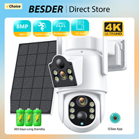 BESDER 8MP 4K Solar Wirelesss IP Camera With 7800 mAh Battery Outdoor HD 4MP Dual Lens WiFi IP Camara Solar Panel CCTV Security