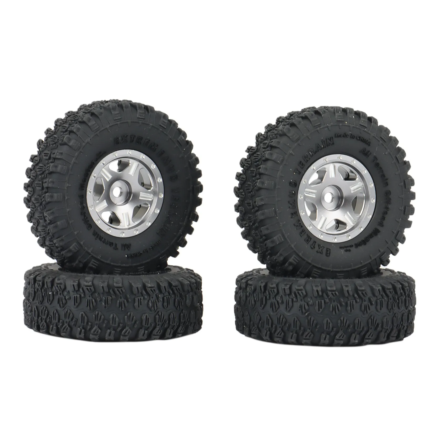 4PCS 53mm 1.0 Beadlock Wheel Rims Tires Set for 1/24 RC Crawler Car Axial SCX24 90081 AXI00001 Upgrade Parts,4