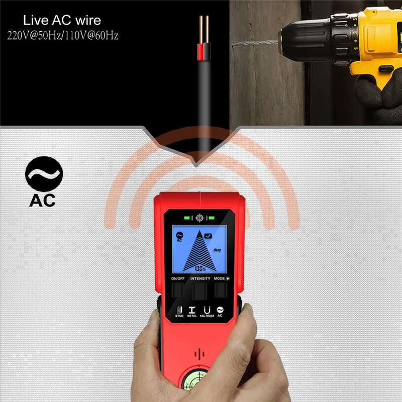 WORTHOWN-Wall Detector متعدد الوظائف للكشف عن المعادن لكمة كشف سلك مسمار الكاشف مع تحديد المواقع المغناطيسي