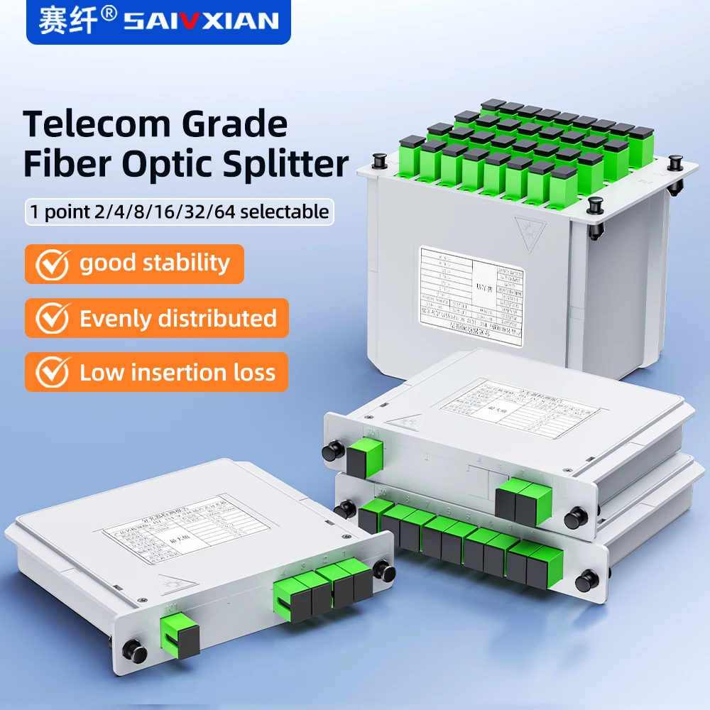 SC APC PLC 1x2/16 Fiber Optic Splitter Box Cassette Card Inserting PLC Splitter FTTH Fiber Optical Coupler Splitter