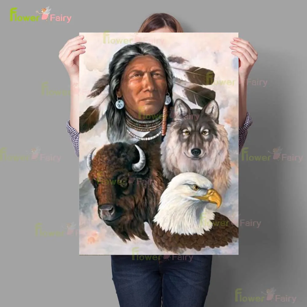 Indians Hunting Tribe Indigenous Nordic Poster Wall Art Canvas Painting Wall Pictures For Living Room Home Decor Unframed