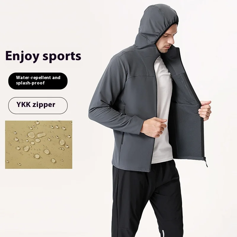 

Autunm Winter Outdoor Sports Hiking Hooded Jacket Men Waterproof Solid Color Patchwork Warmth Soft Comfortable Casual Coat Man