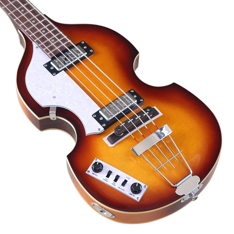 Left Hand 4 Strings Violin Bass Guitar 41 Inch Violin Guitarra Flame Maple Body High Gloss Finish