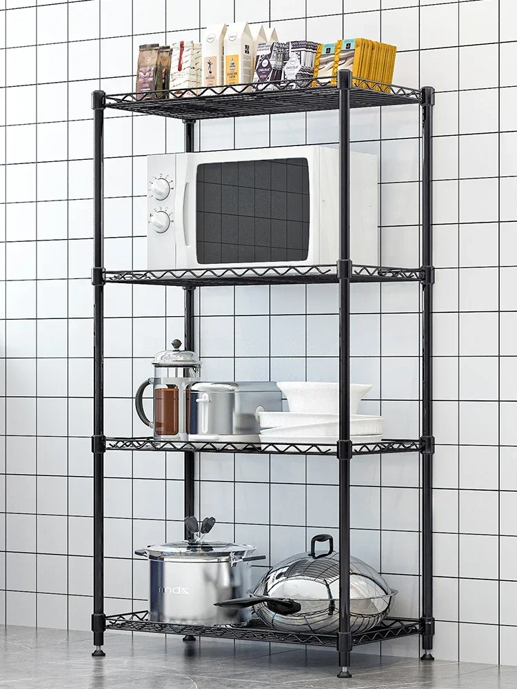 Kitchen storage rack, floor standing multi-layer microwave oven, oven, stainless steel storage rack