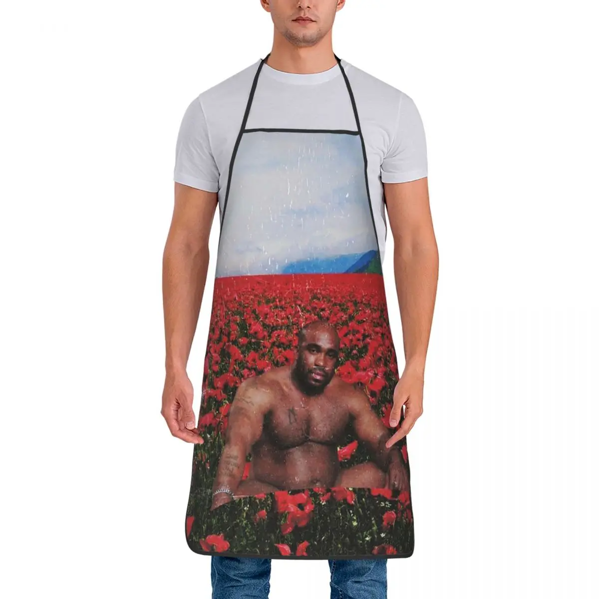 Barry Wood On A Flower Field Apron Chef Cooking Cuisine Tablier Waterproof Bib Kitchen Cleaning Pinafore for Women Men Gardening