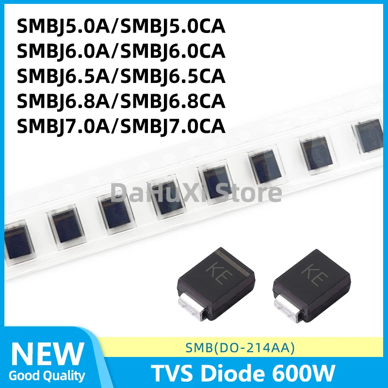 50PCS SMBJ5.0A SMBJ5.0CA SMBJ6.0A SMBJ6.0CA SMBJ6.5A SMBJ6.5CA SMBJ6.8A SMBJ6.8CA SMBJ7.0A SMBJ7.0CA TVS Diode 600W DO-214AA
