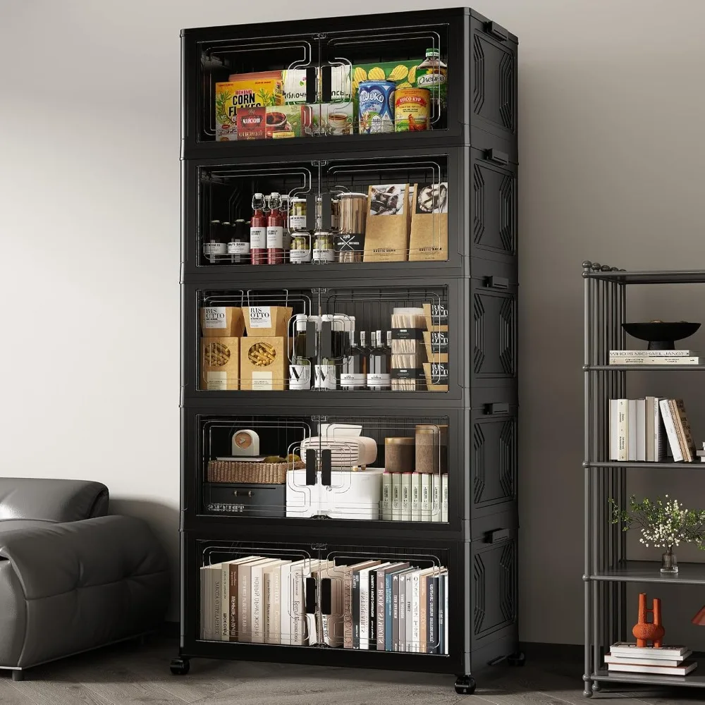

150GAL Storage Bins with Lids, Stackable Storage Bins with Wheels, Collapsible Closet Organizers and Storage