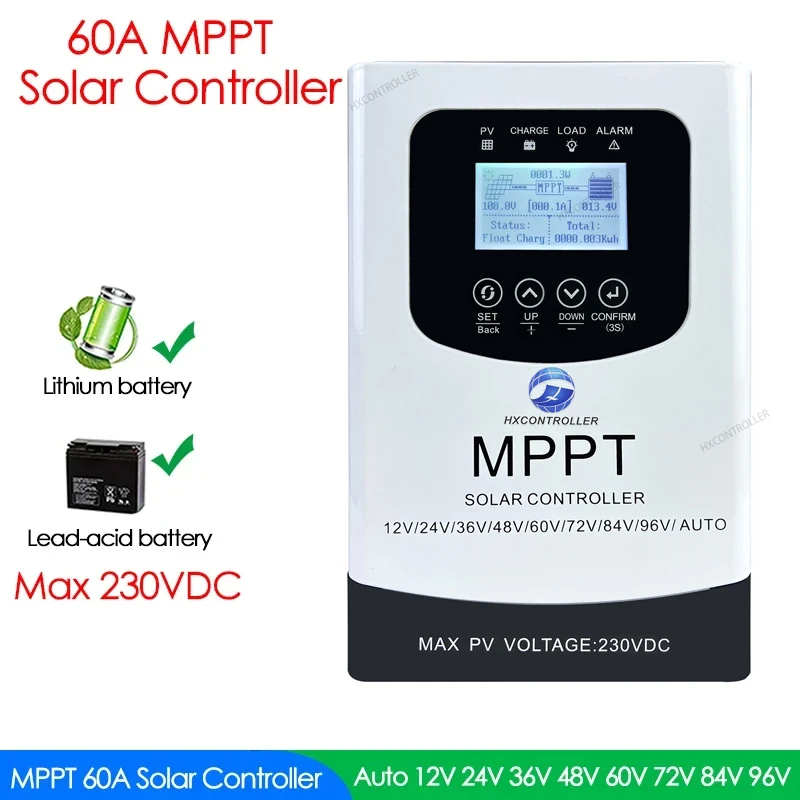 

30A 40A 60A 80A MPPT Solar Panel System Charge Controller 230VDC PV Regulator Support WIFI APP For 24V 48V 60V 72V 96V Battery