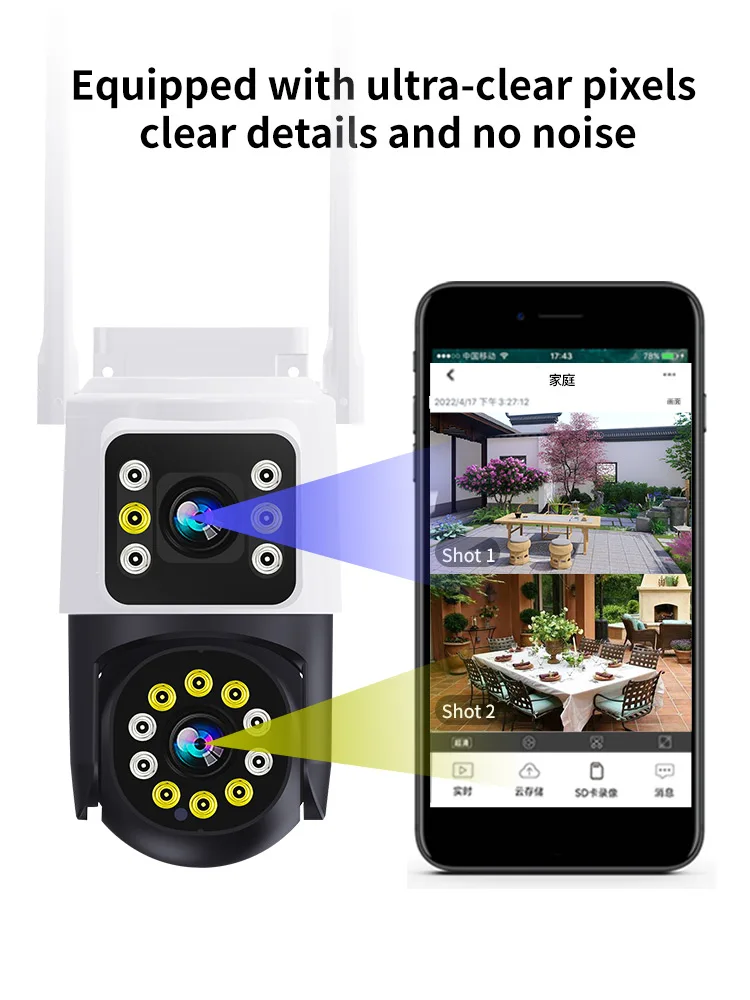 4MP 390Eyes APP Dual Lens Full Color Wireless PTZ Intercom IP Dome Camera AI rilevamento umanoide CCTV Baby Monitor TC193