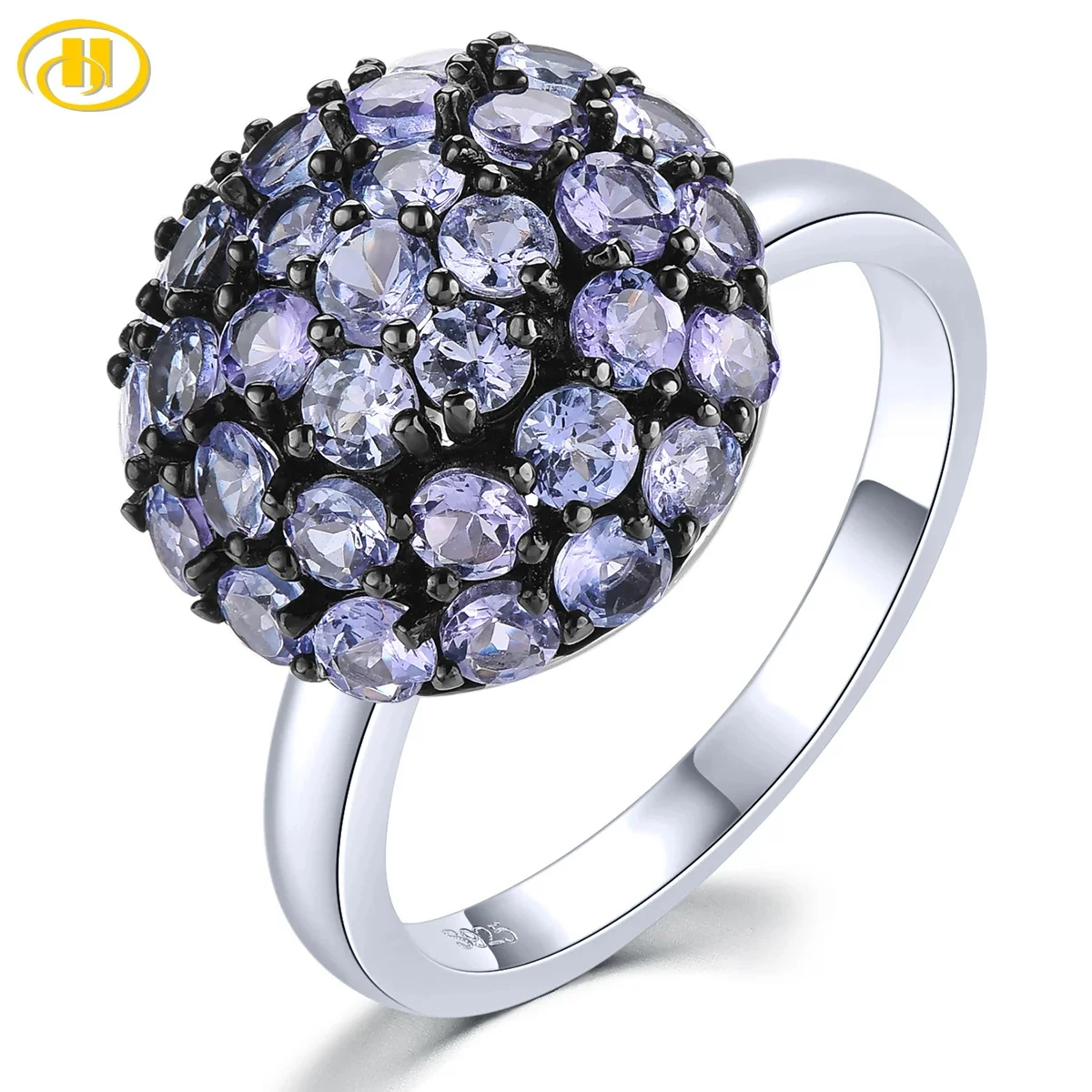 Bagues en argent avec tanzanite naturelle, 2.3 carats, pierres précieuses en tanzanite véritable, bijoux fins classiques, cadeaux d'anniversaire pour les travailleurs, S925