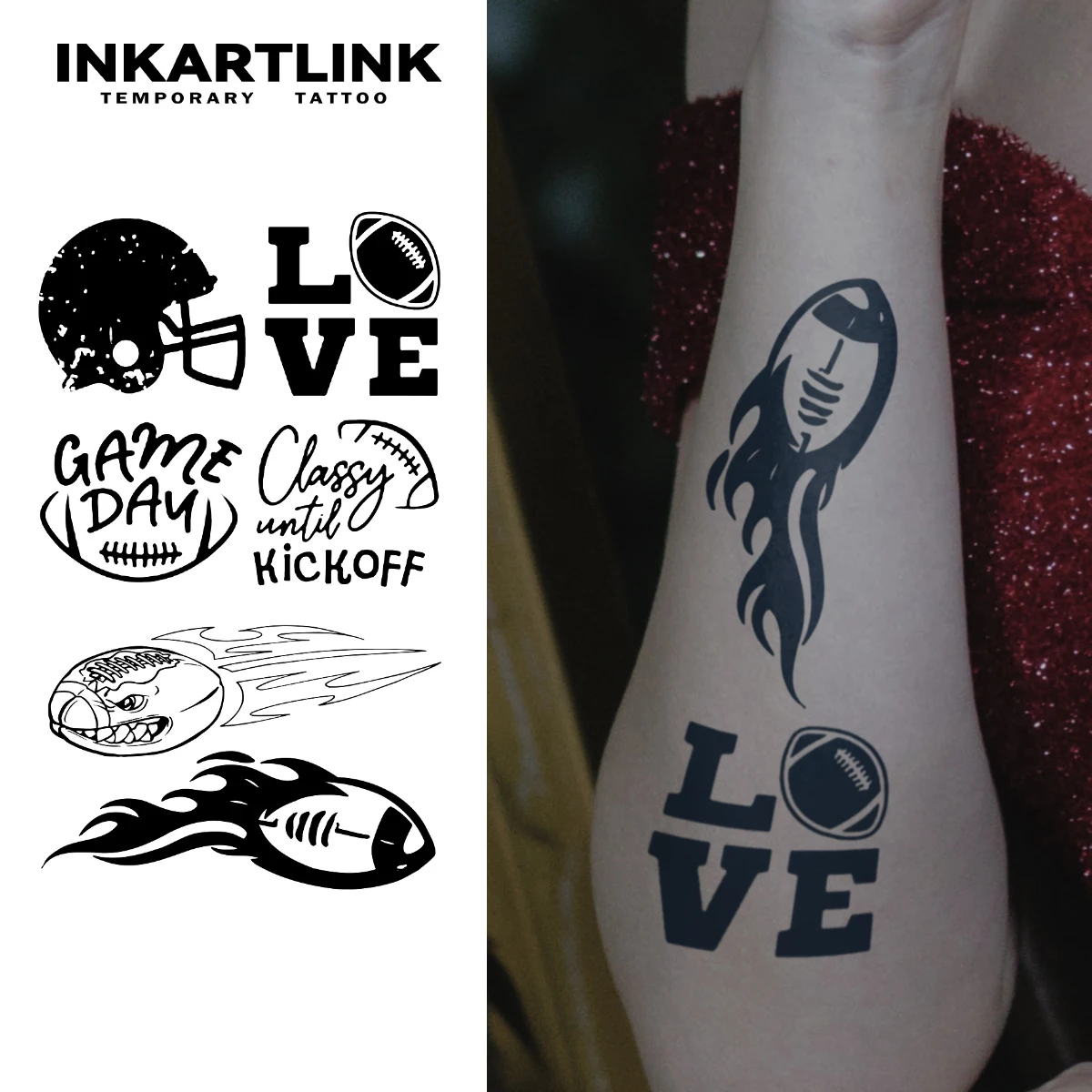 

Rugby temporary tattoo sticker, waterproof magic tattoo, lasts to 15 days fake tattoo, semi permanent tattoo