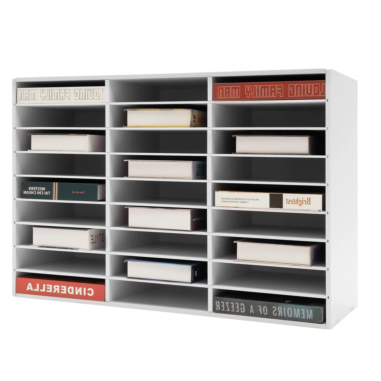 رف منظم أدب مكون من 27 فتحة - صندوق بريد PVC أبيض للفصول الدراسية والمدرسة المنزلية وخزانة ملفات تخزين الملفات المكتبية