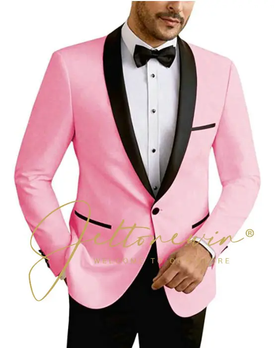 

2022 New Arrival Black Lapel Groom Tuxedos Men Suits Wedding 2 Pieces Jacket Pant Traje De Novio Par Wedding Suits For Men