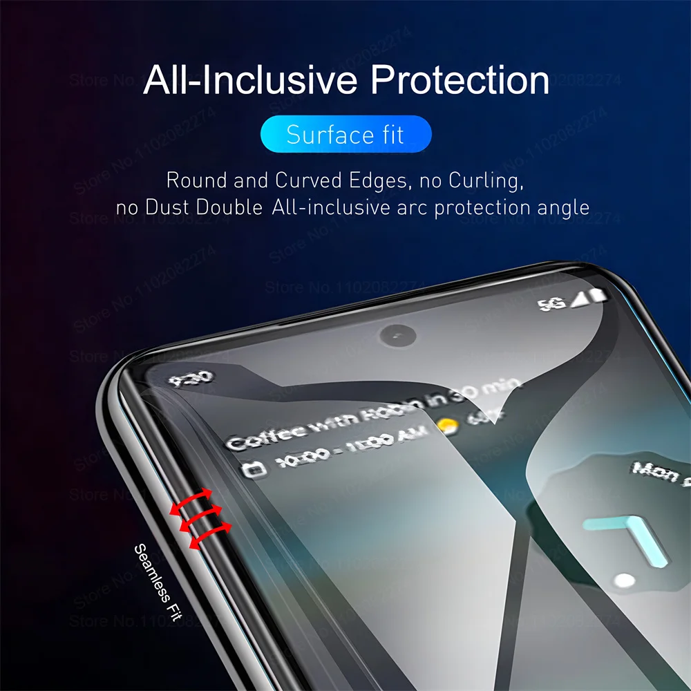 4Pcs Full Cover Screen Protector Hydrogel Film For Google Pixel 8 7 6 Pro 7A 6A Screen Protector Protective Soft Films Not Glass