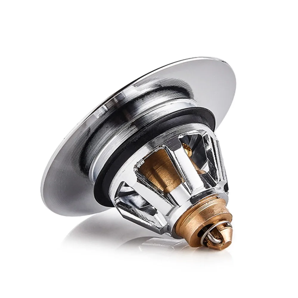 Brass Stainless Steel Sink Stopper Easy to Install Anti-Clogging Drain Stopper Universal Fit Silver Basin Plug Bathroom Sink
