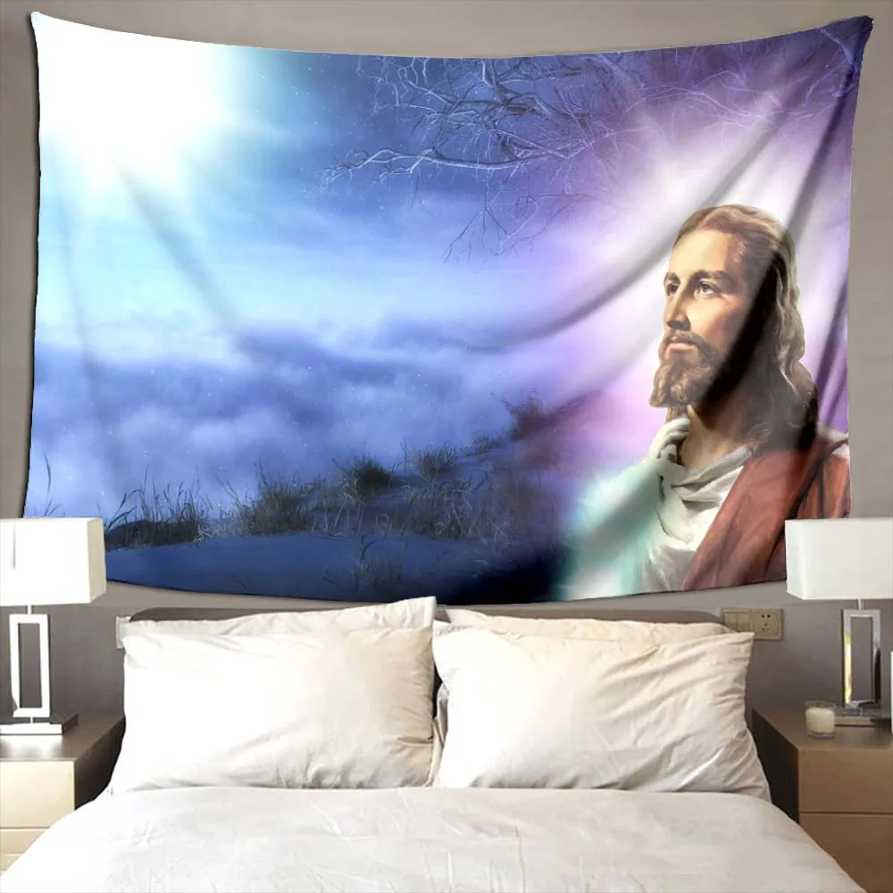 Jesus Tapestry Christianity for Bedroom Wall Apartment Wall Hanging Blessed Christian Gifts for Living Room Decoration Women Men