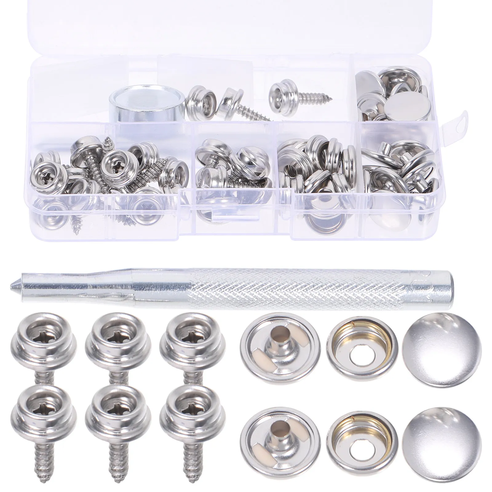 1Set Canvas Snap Kit Stainless Steel Rust Resistant Snap Fastener Furniture Boat Tarpaulin DIY Accessory Stainless Steel Button