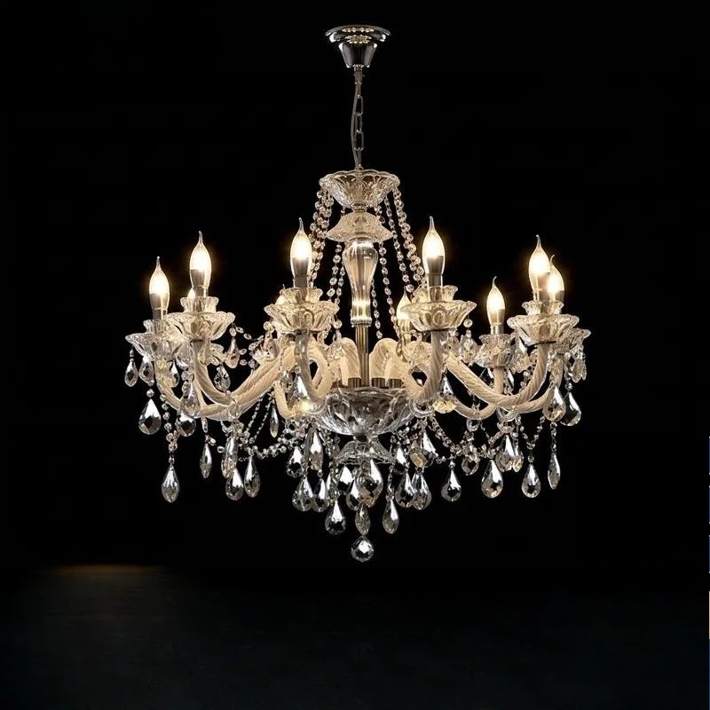 French Light Luxury Crystal Chandelier Retro Cream Style Living Room Main Lamp Personalized Dining Room Light Villa Medium