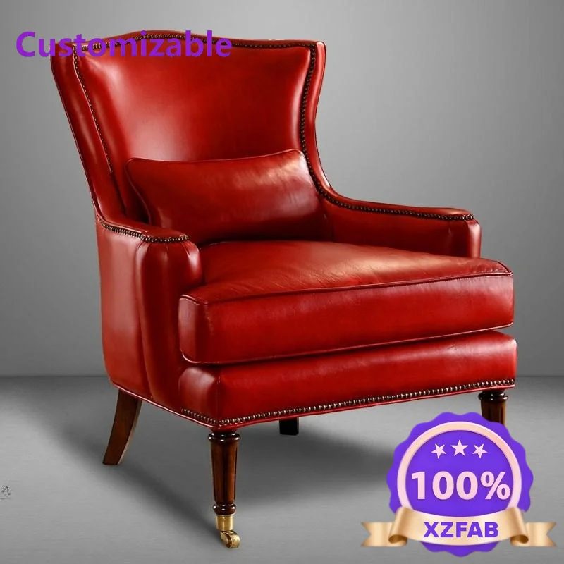 Factory Direct 2026 Single sofa, European American country leather high back chair