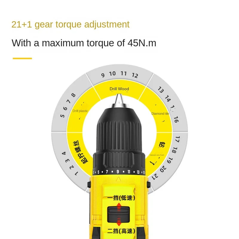 DELI 16V Cordless Drill Rechargeable Electric Screwdriver Lithium Battery Household Multi-function Speed Power Tool Rotary Tool