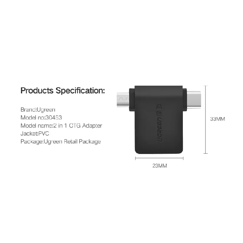 UGreen USB para OTG Adaptador Micro Android Celular Cabo de dados universal conectado U Disk Type-C Conector