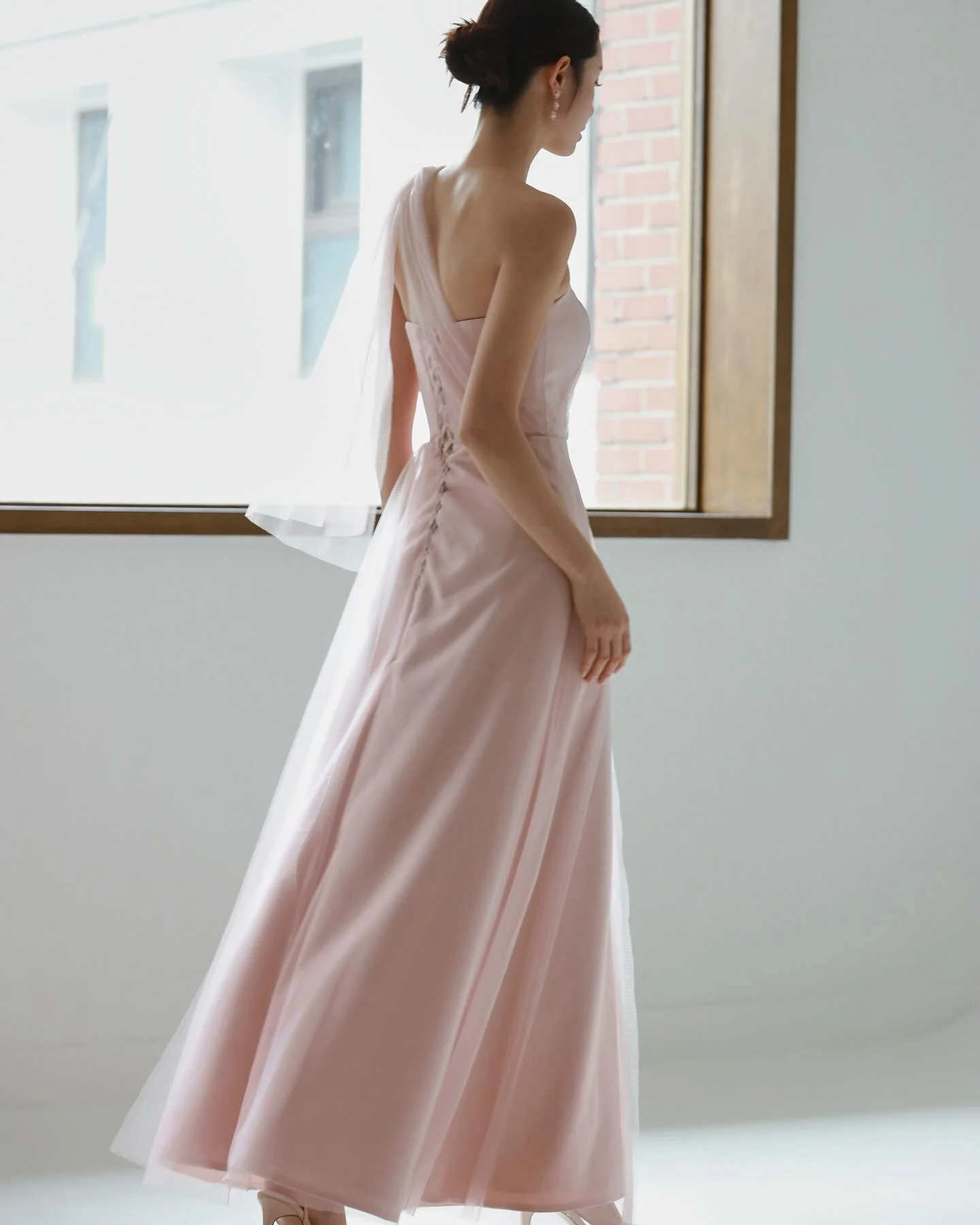 Giyu A-line Pink Korea Wedding Dress Photo Shoot Detachable Shoulder Straps Strapless Bridal Gown Floor-Length Evening Dress