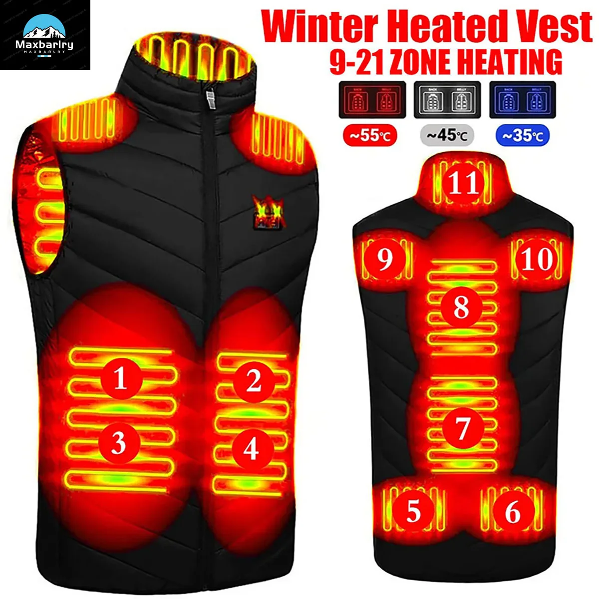 heating Vest, Usb Smart Switch 9-11 Zone Heating Vest, Electric Heating Hunting Vest, Men's And Women's Windbreak Padded Jacket