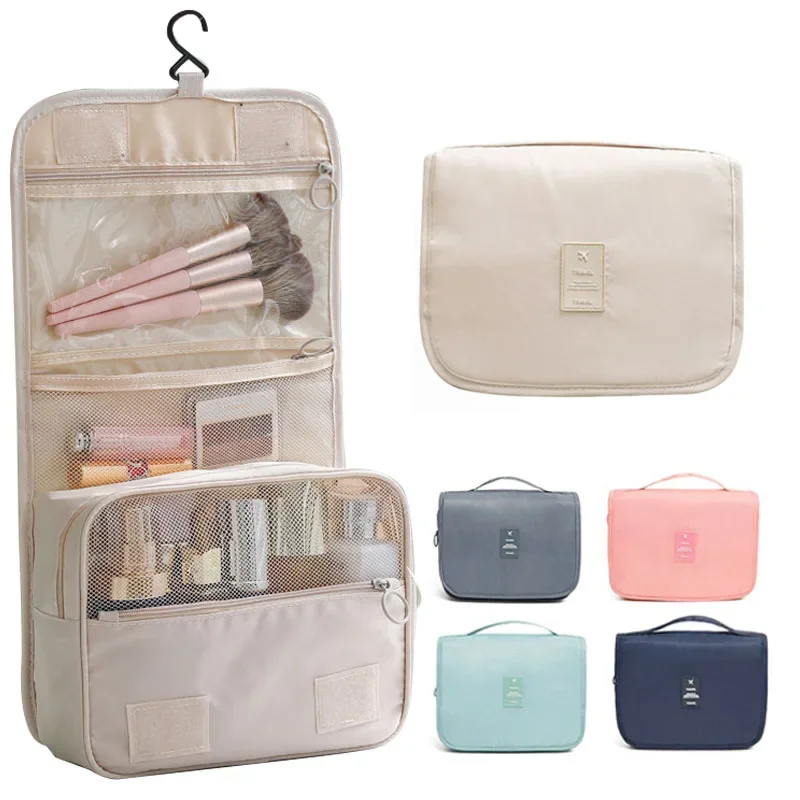 

1PC Travel Makeup Bag Women Toiletries Storage Bags Bathroom Organizer Hook Hanging Bag Waterproof Durable Travel Makeup Pouch