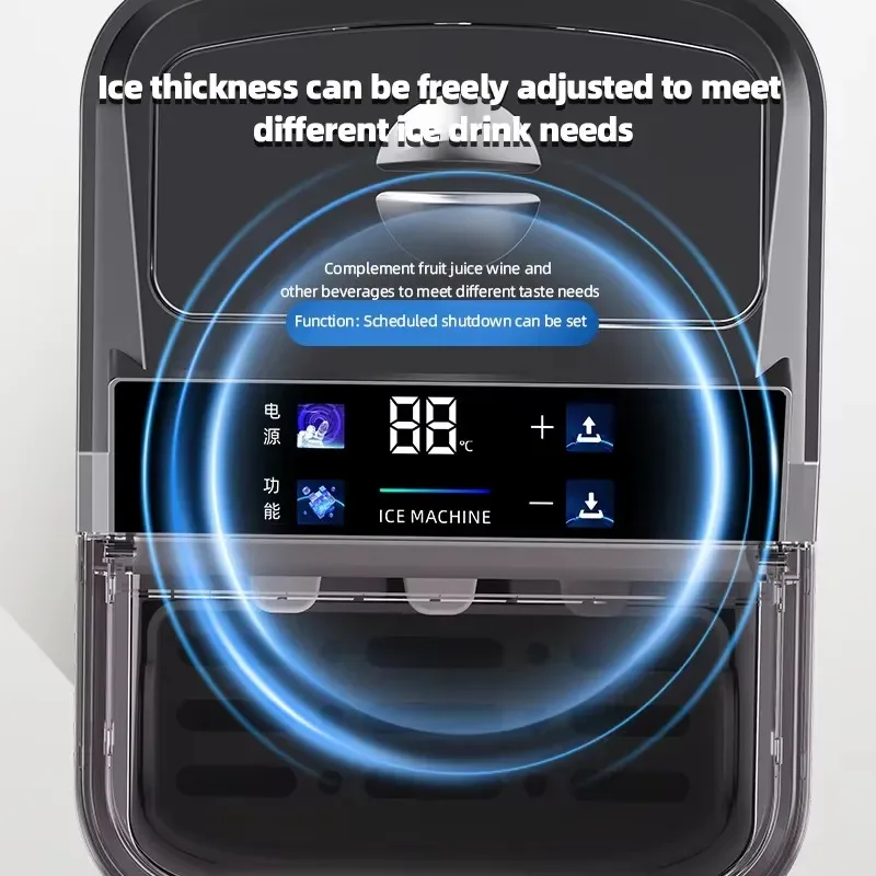 STLF Electric desktop square ice maker 16KG/24H output adjustable, ice thickness adjustable, automatic cleaning, plastic