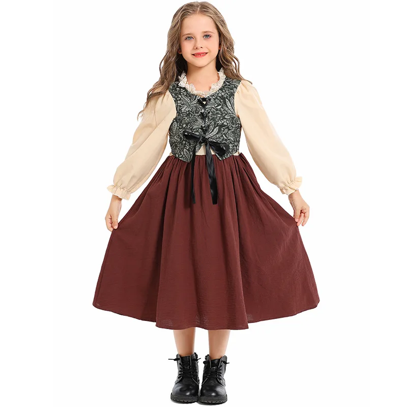 

Girls Fashion Cosplay Costumes Cute Sweet Medieval Retro Exquisite Elegant Dress Halloween Party Stage Performance Costume