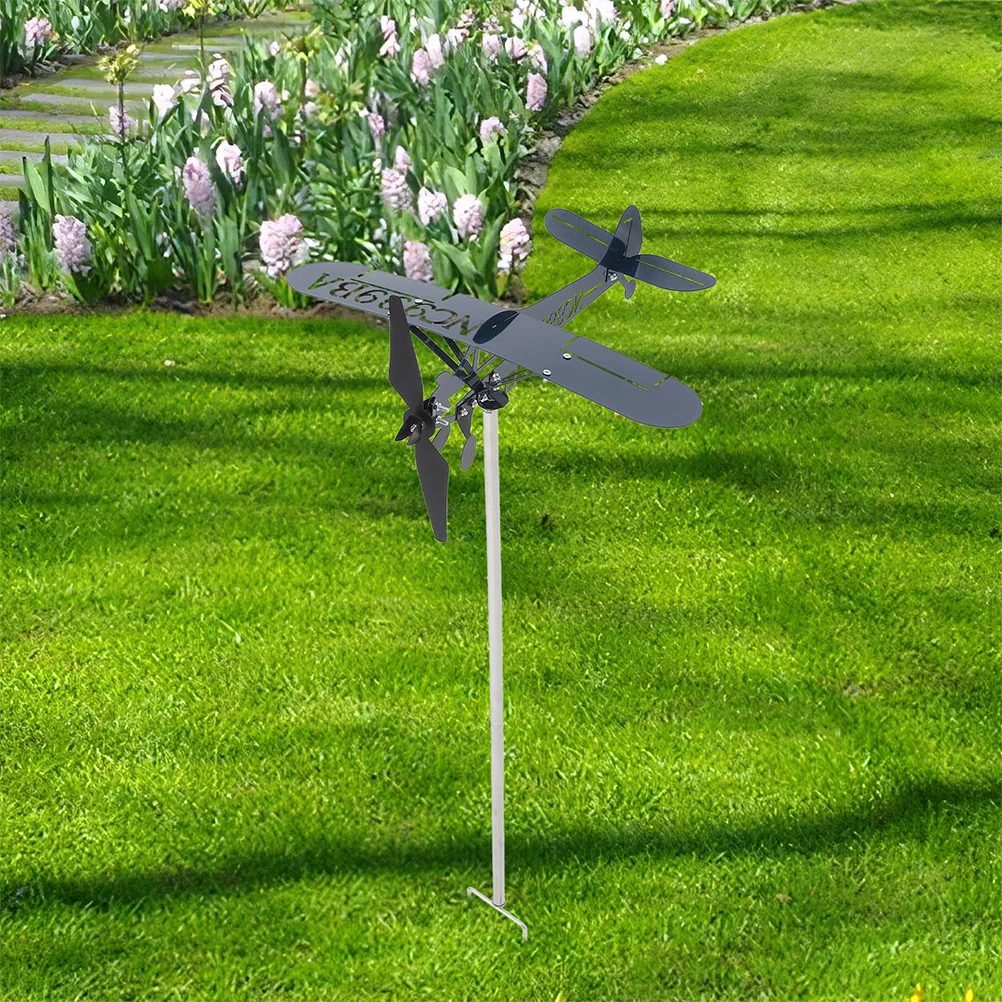 

Metal Airplane Weathervane 3D Wind Spinner Outdoor Garden Decor for Yard Patio Lawn Roof Windmill Decoration Aircraft Sculpture