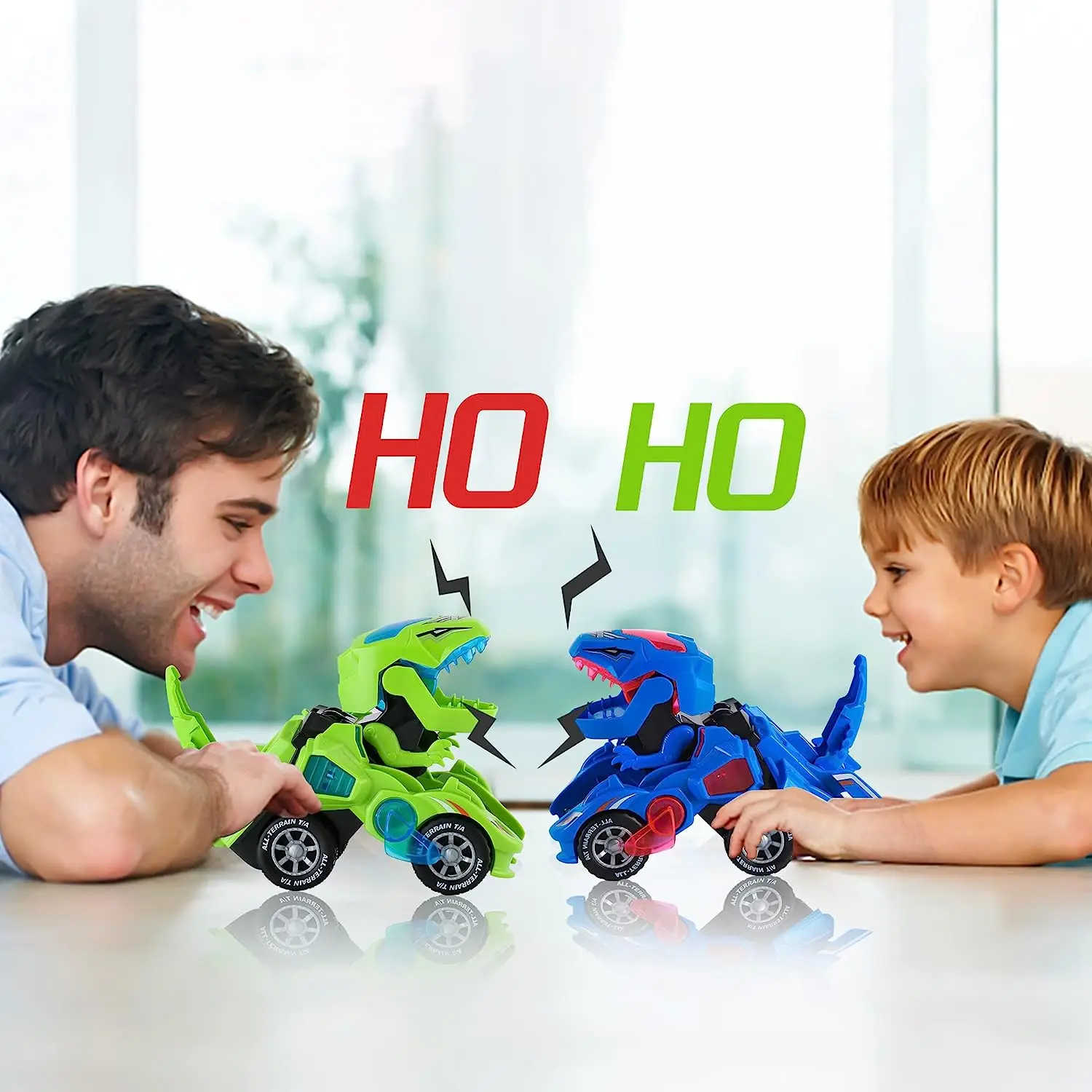 2 in 1 Deformation Car Toys Automatic Transform Robot Model Dinosaur With Light Music Early Educational Dino Toy For Boy Gift