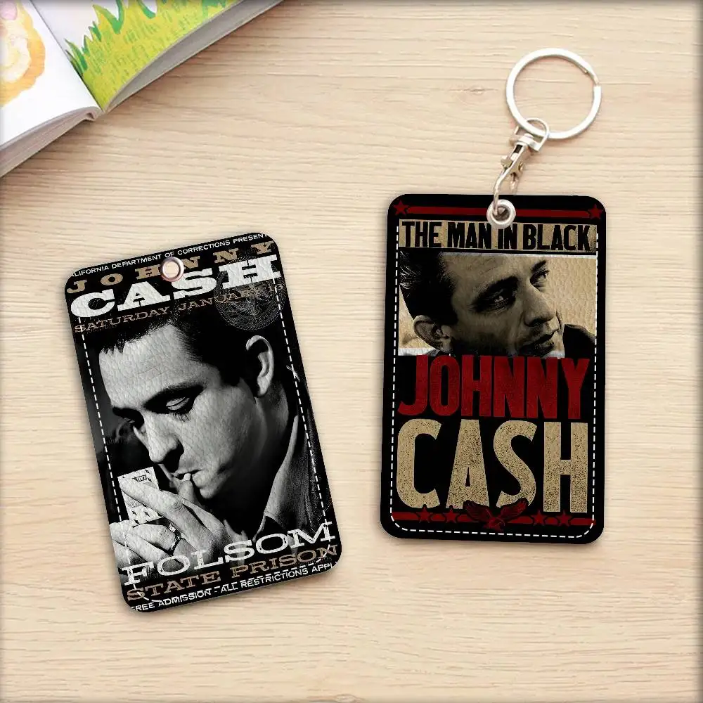 

Знаменитый прямоугольный брелок Johnny CashSinger, держатель для карт, держатель для кредитных карт, держатель для студенческого удостоверения личности, чехол для автобусных карт
