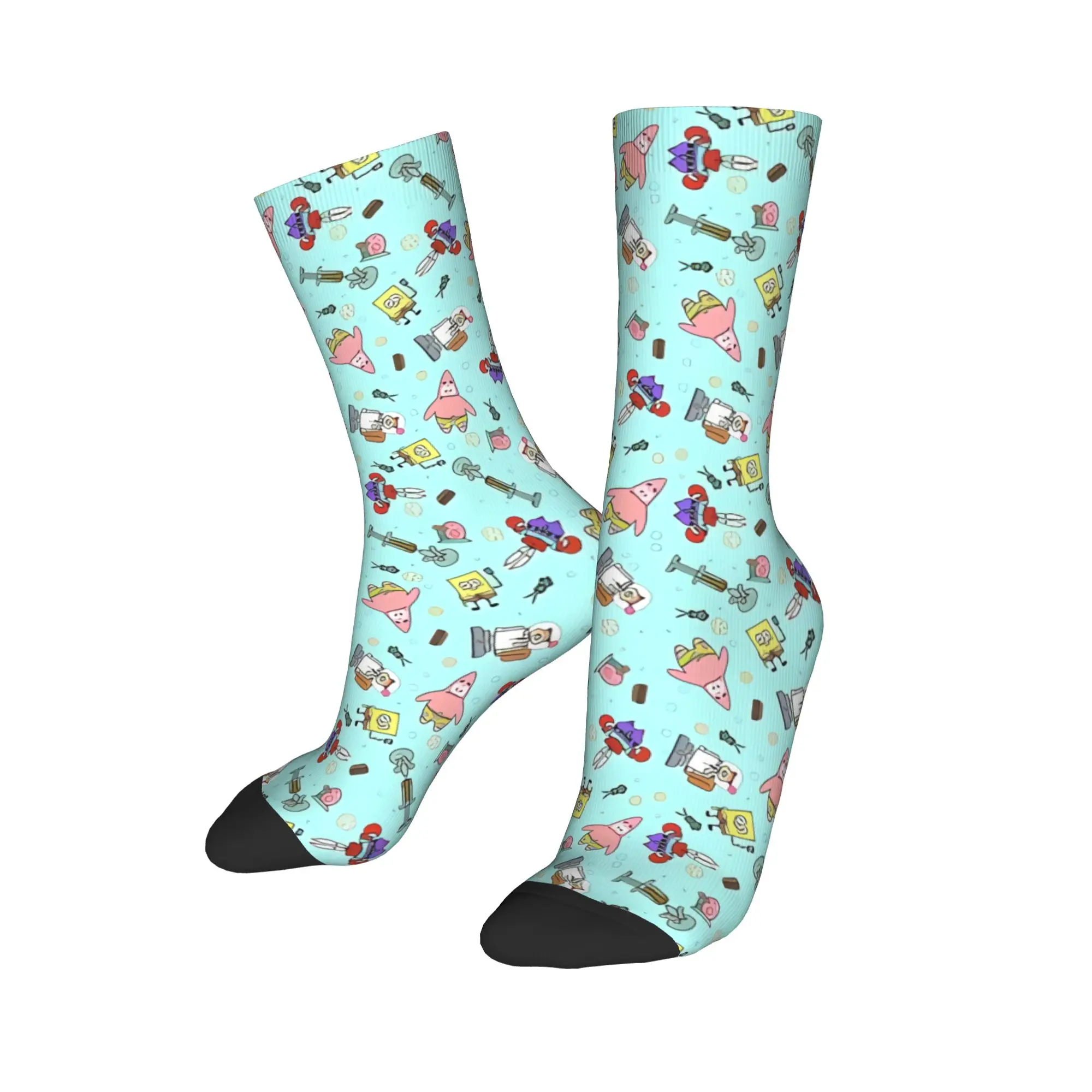Men Socks SpongeBobs Pastel Light Floral Print  Stockings Autumn Funny Soft Socks Pattern Running Sports Anti Skid Socks