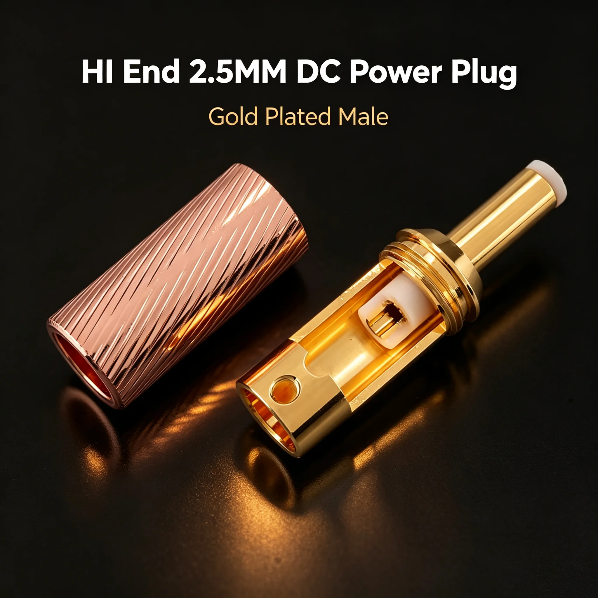 Audiocrast DC25G HI End 2.5MM DC Power Plug Gold Plated Male Jack Connector for Welding Linear Power Ou
