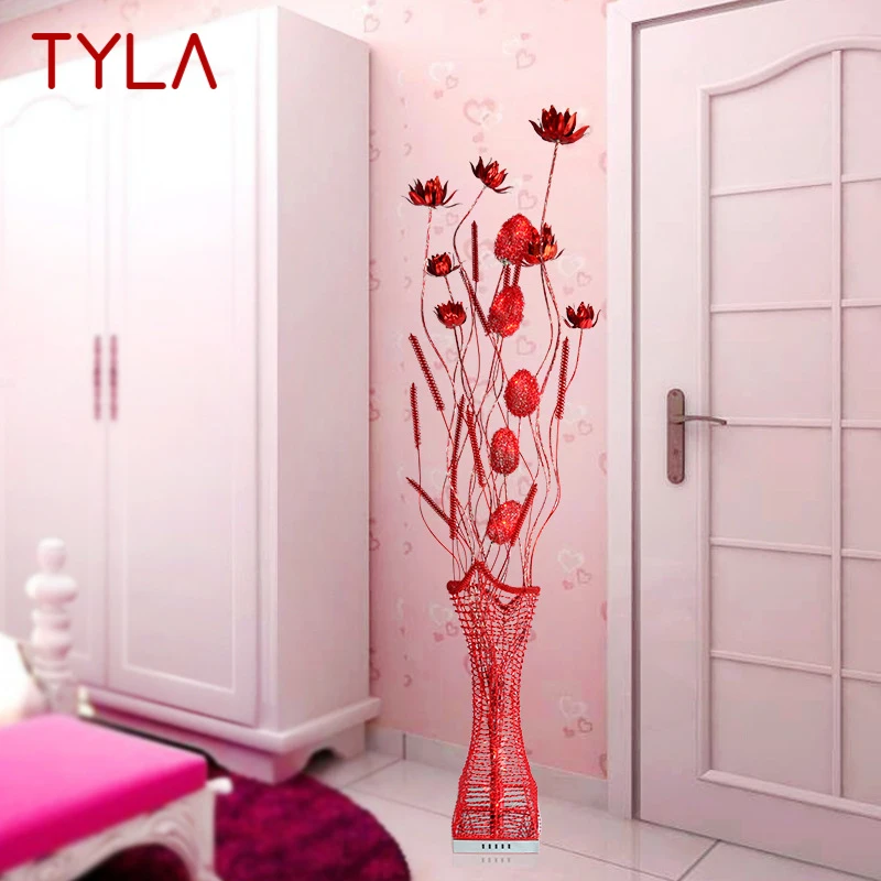 TYLA Nordic Red Floor Lamp Modern Art Flower Living Room Sofa Bedroom  Wedding LED Originality Decorative Standing Light