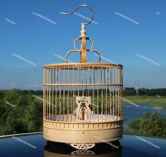 

Retro Manual Bamboo Parrot Birdcage，Cage Disassembly Self Assembly Pet Supplies House Outdoor Hanging Decoration