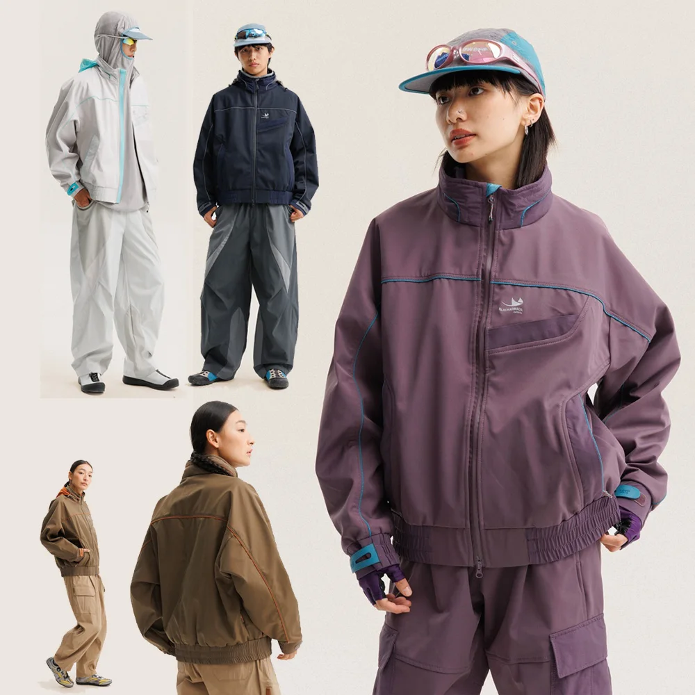 Track Soft Shell Jacket Men Women Outdoor Sports Waterproof Windbreaker Hideable Hooded Cargo Jacket Loose Casual Techwear Coat