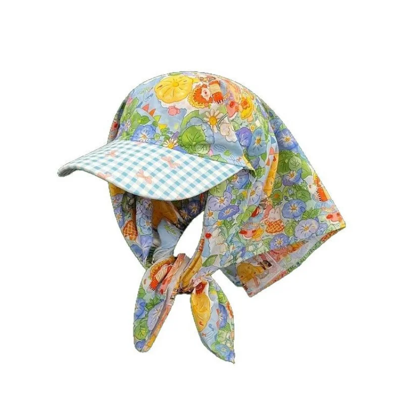 

French Retro Monet'S Garden Headscarf Hat For Women Spring Summer Outdoor Photo Vacation Triangle Scarf